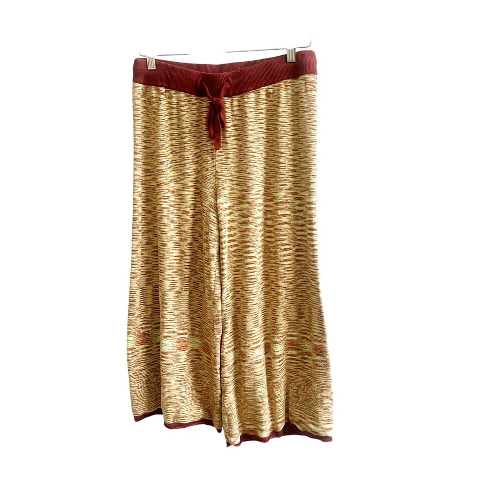 Urban Outfitters Cropped Pants Women L Mustard Spacedye Knit Wide Leg Drawstring